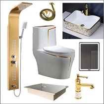 Combo bộ nhà tắm màu vàng sen thuyền 051