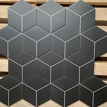 Gạch lục giác đẹp giá rẻ đen kẻ chỉ trắng 20x23