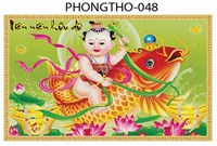 Gạch tranh 3D em bé cưỡi cá chép
