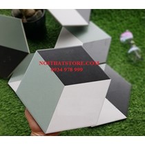 Gạch lục giác 3 màu trắng xám đen