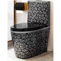 Bồn cầu khối cao cấp hoa văn đen trắng