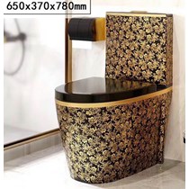 Bồn cầu khối cao cấp hoa văn vàng đen