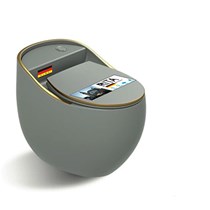 Bồn cầu khối cao cấp trứng xám viền vàng