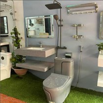 Combo bộ nhà tắm cao cấp màu xám 058