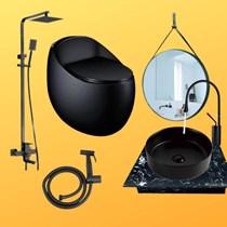 Combo bộ nhà tắm Luxury 10 cầu trứng đen