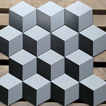 Gạch lục giác đẹp giá rẻ hình lập phương đen trắng 20x23