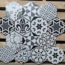 Gạch lục giác đẹp giá rẻ họa tiết đen trắng 20x23