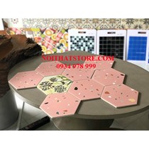 Gạch lục giác hồng vân đá đa màu