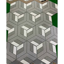 Gạch lục giác lát sân vườn xám trắng