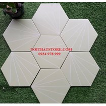 Gạch lục giác màu kem sọc trắng