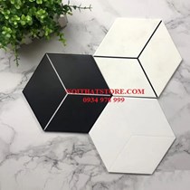 Gạch lục giác màu trắng kẻ đen
