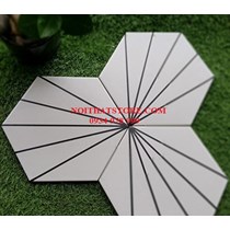 Gạch lục giác màu trắng sọc đen