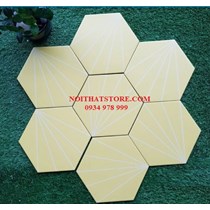 Gạch lục giác màu vàng sọc trắng
