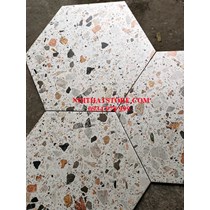Gạch lục giác trắng sỏi đá đa màu