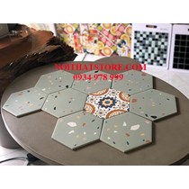Gạch lục giác xám vân đá đa màu