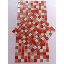 Gạch mosaic thủy tinh màu đỏ trắng