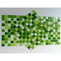 Gạch Mosaic thủy tinh màu trắng xanh lá