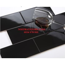 Gạch thẻ 10x20 đen bóng phẳng