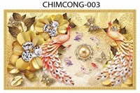 Gạch tranh 3D chim công 003