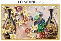 Gạch tranh 3D chim công 005