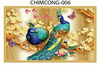 Gạch tranh 3D chim công 006