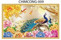 Gạch tranh 3D chim công 009