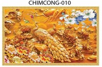 Gạch tranh 3D chim công 010