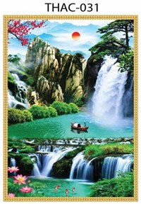 Gạch tranh 3D phong thủy thác nước 031