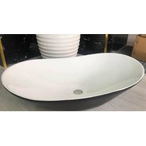 Lavabo đặt bàn hình Oval trắng viền đen